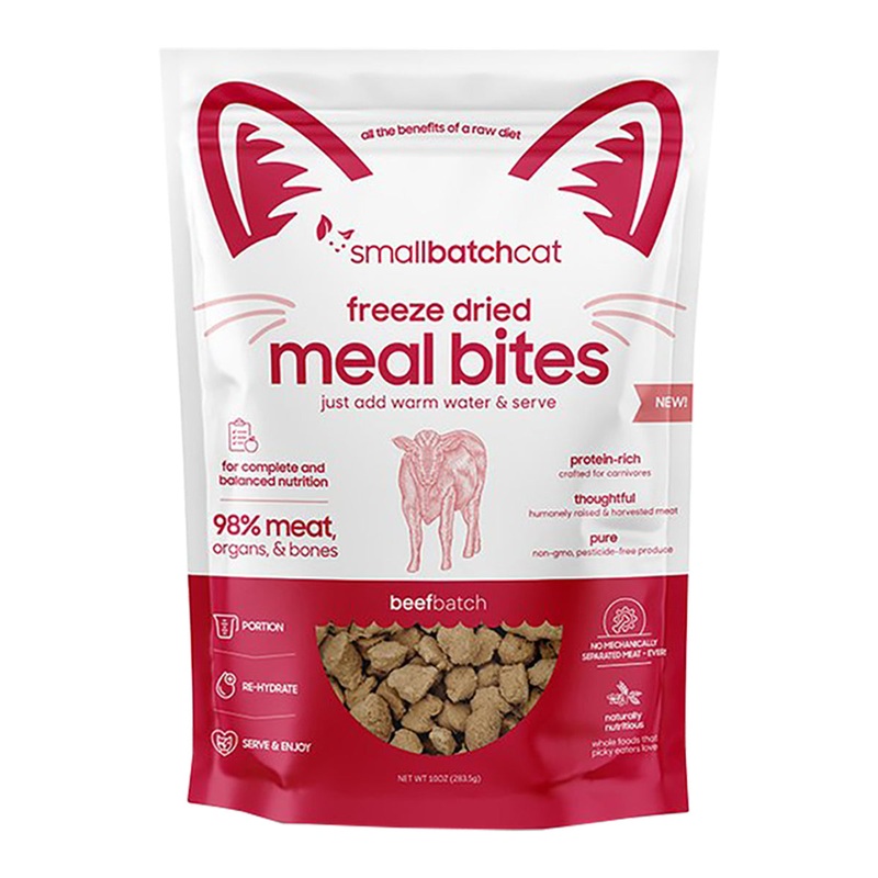 Smallbatch Bites Freeze Dried Cat Food - Beef - 10oz Bag