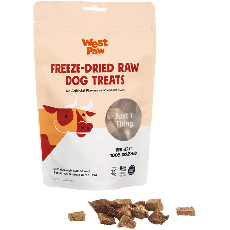 West Paw Freeze-Dried Raw All Natural Beef Heart Dog Treats 2.5oz