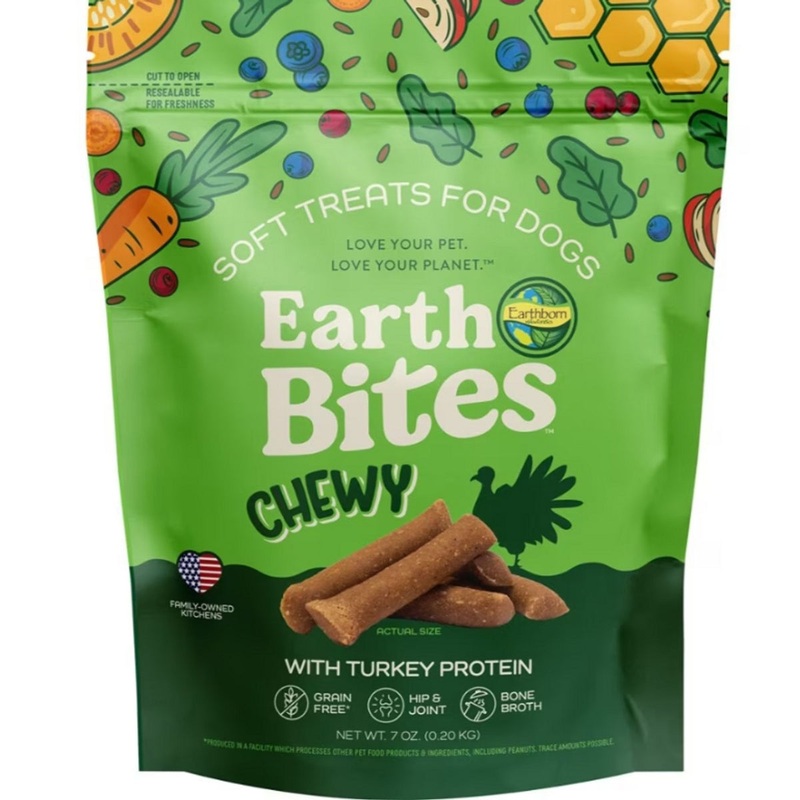 Earthborn Holistic EarthBites Chewy Grain-Free Turkey Bites Dog Treats 7oz