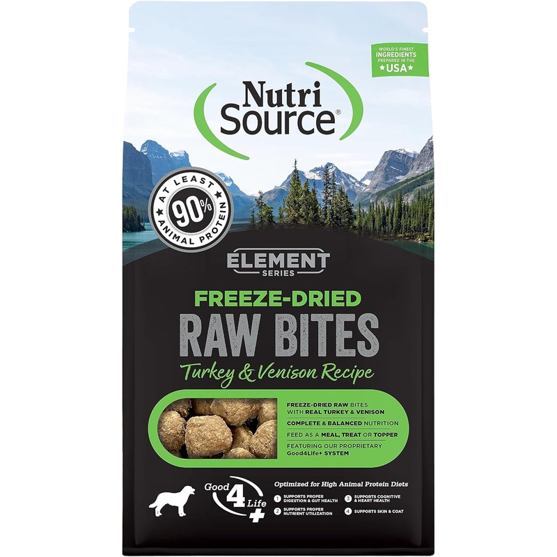 NutriSource Element Series Freeze-Dried Turkey Venison Raw Bites for Dogs 10oz