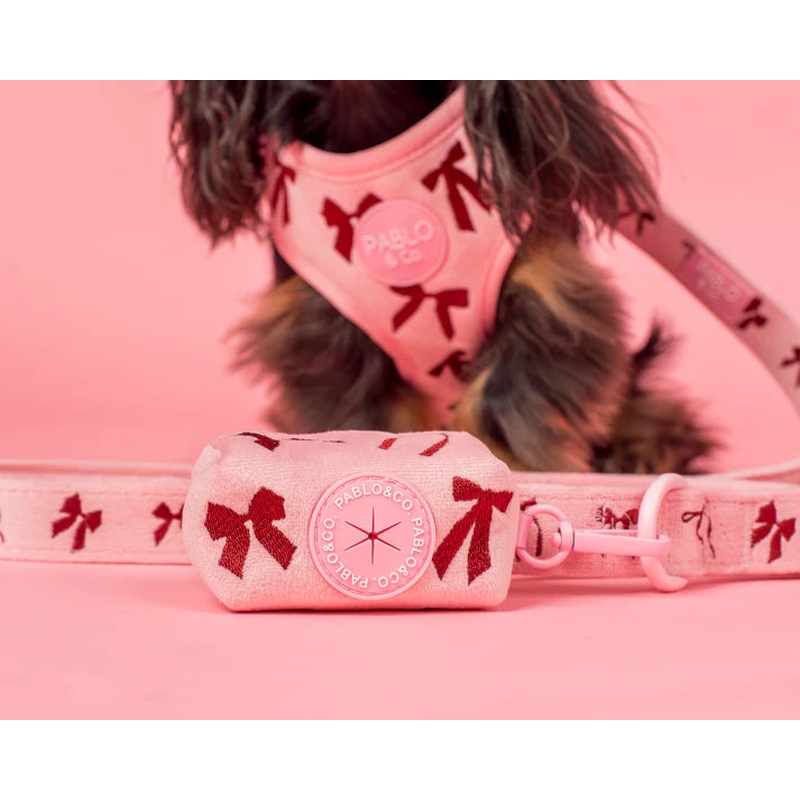 Pablo & Co Poop Bag Holder Velvet Blush Bows