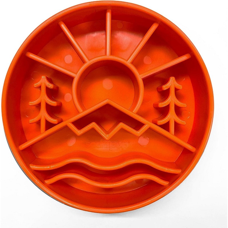 SodaPup Great Outdoors eBowl Enrichment Slow Feeder Orange Bowl for Dogs