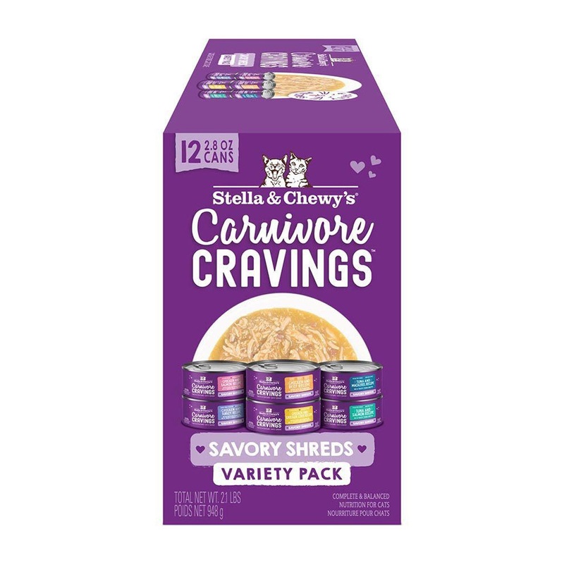 Stella & Chewy's Carnivore Cravings Savory Shreds Wet Cat Food - Variety Pack - 12 2.8oz Cans