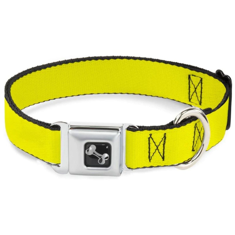 Buckle-Down Dog Bone Seatbelt Collar Neon Yellow WL 20-31