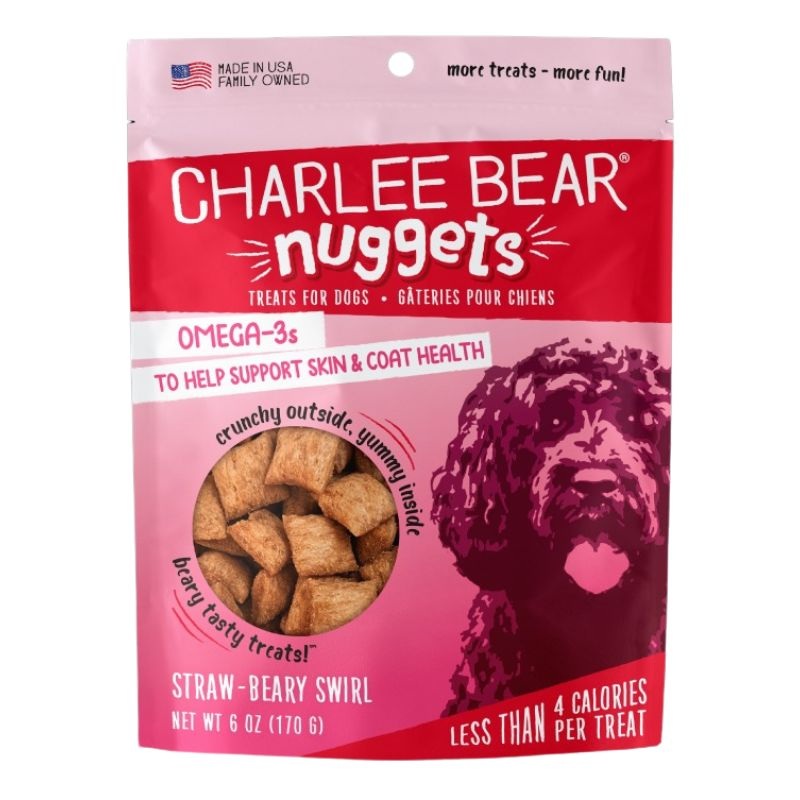 Charlee Bear Nuggets Skin & Coat Straw-Beary Dog Treats 6oz