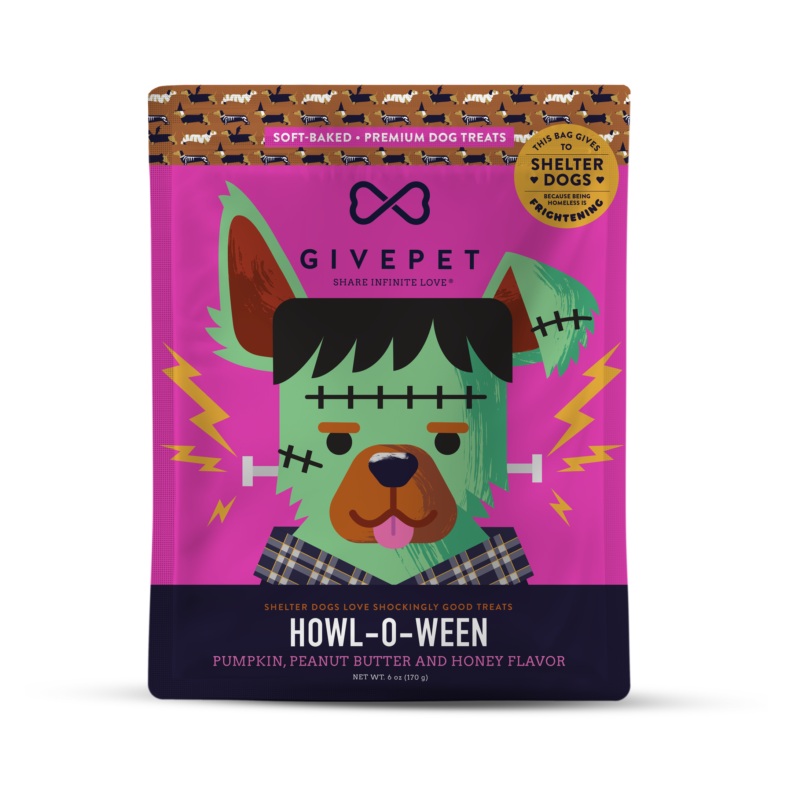 Givepet Crunchy Howl-O-Ween Dog Treats - Pumpkin, Peanut Butter, & Honey  - 6oz Bag