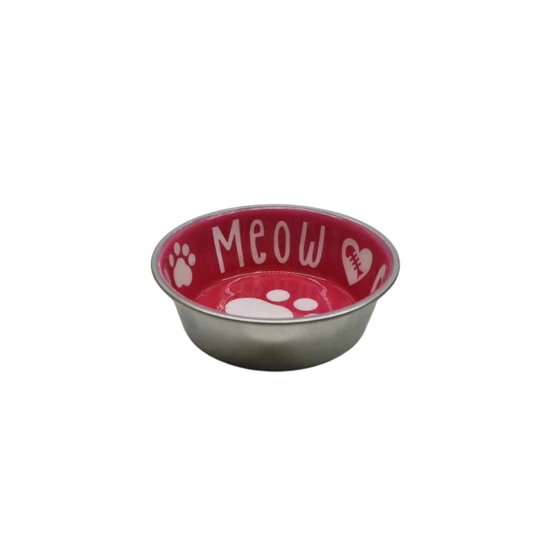 Meow Purrr Food and Water Metal Bowl