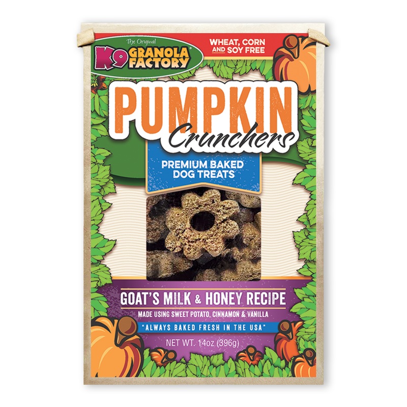 K9 Granola Factory Pumpkin Crunchers Goat's Milk & Honey Dog Treats 14oz