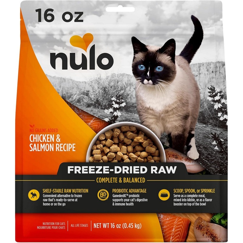 Nulo Freeze-Dried Raw Cat Food - Chicken & Salmon, 16oz Bag