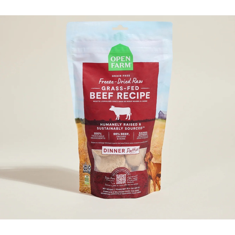 Open Farm Freeze Dried Raw Patties Dog Food - Beef - 17.5oz Pouch