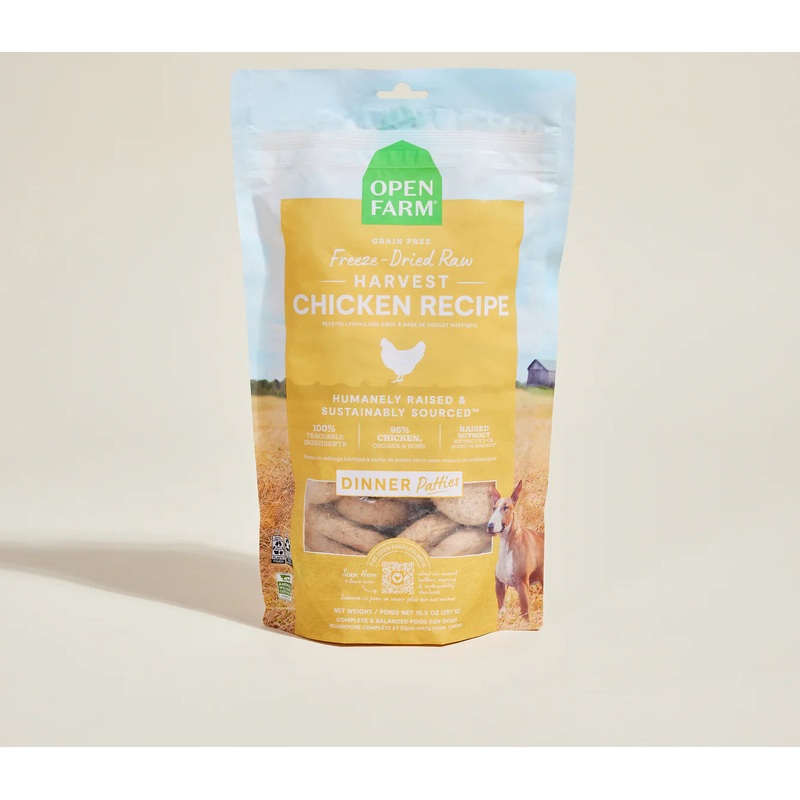 Open Farm Freeze Dried Raw Patties Dog Food - Chicken - 10.5oz Pouch