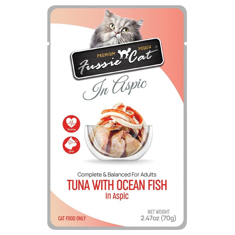 Fussie Cat Premium Pouch Wet Cat Food - Tuna with Oceanfish in Aspic - 2.47oz Pouch