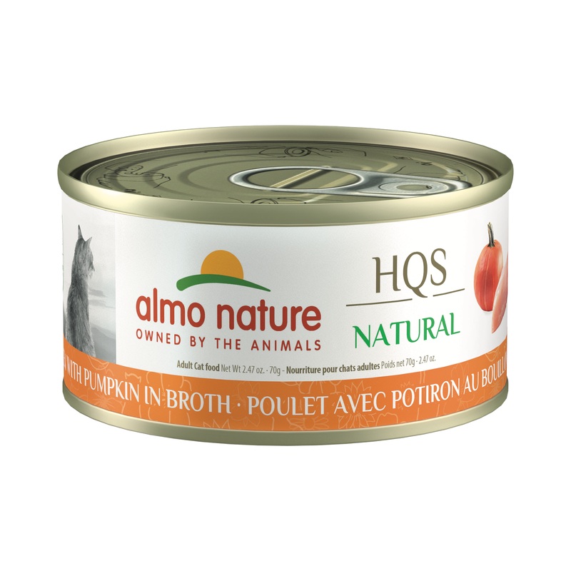 Almo Nature HQS Natural Wet Cat Food - Chicken with Pumpkin in Broth - 2.47oz Can