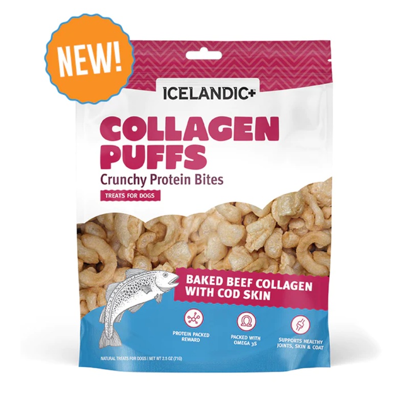 Icelandic+ Beef Collagen Puffs with Cod Skin Treats for Dogs 2.5oz