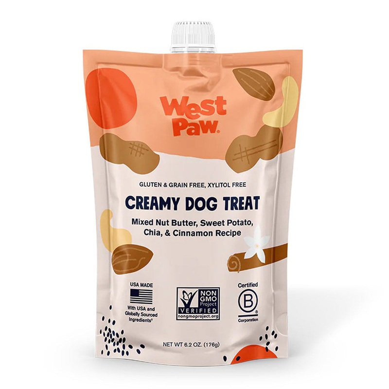 West Paw Mixed Nut Butter Sweet Potato Chia & Cinnamon Creamy Dog Treat 6.2oz