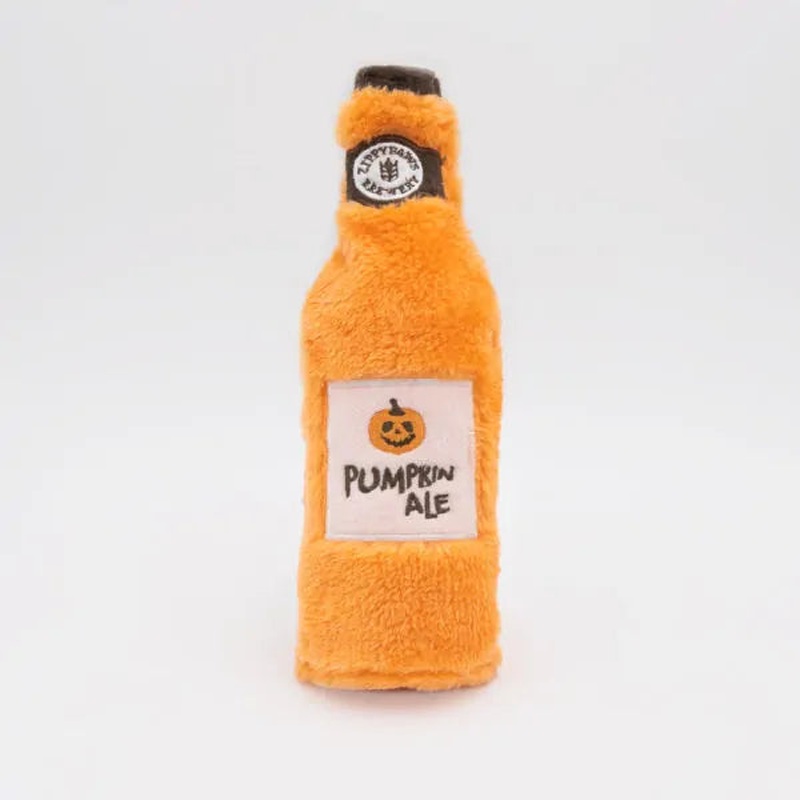 Zippy Paws Happy Hour Halloween Crusherz Squeaker Bottle Dog Toy - Pumpkin Ale