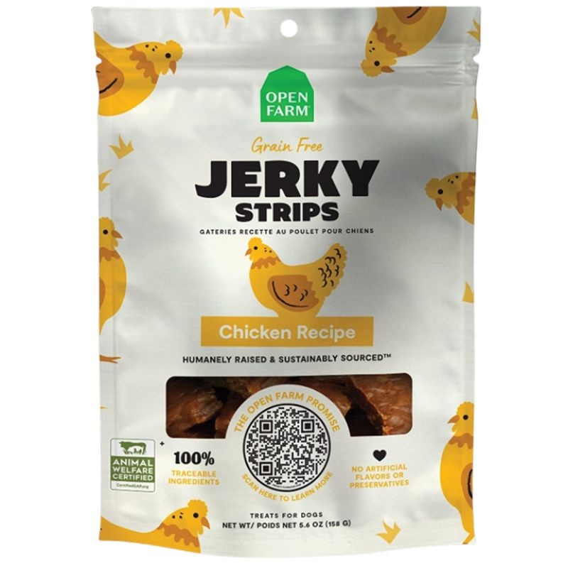 Open Farm Grain-Free Chicken Jerky Strips Dog Treats 5.6oz