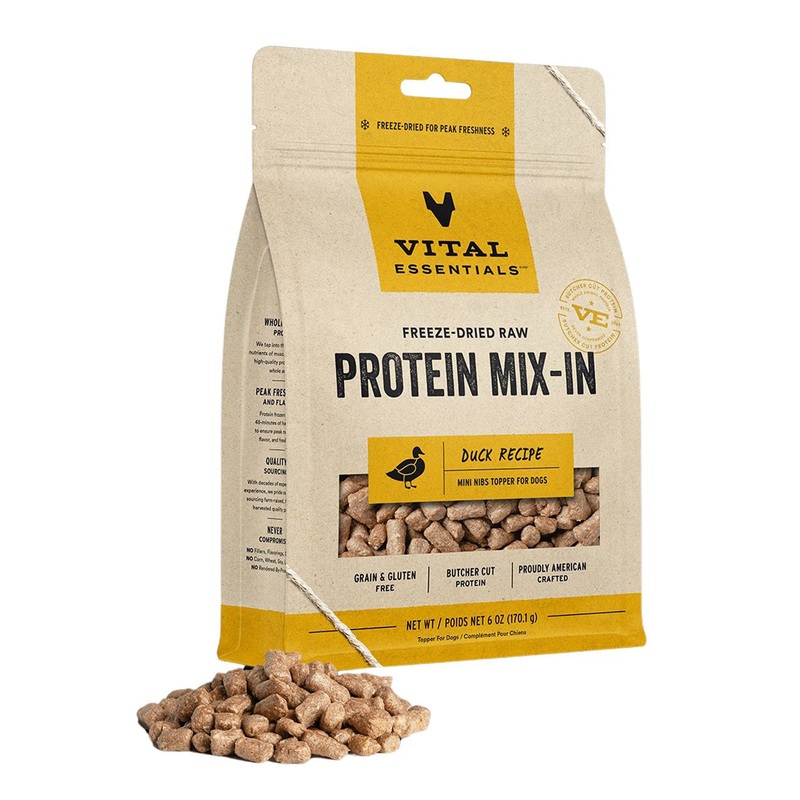 Vital Essentials Freeze-Dried Raw Protein Mix-In Duck Mini Nibs Dog Food 6oz