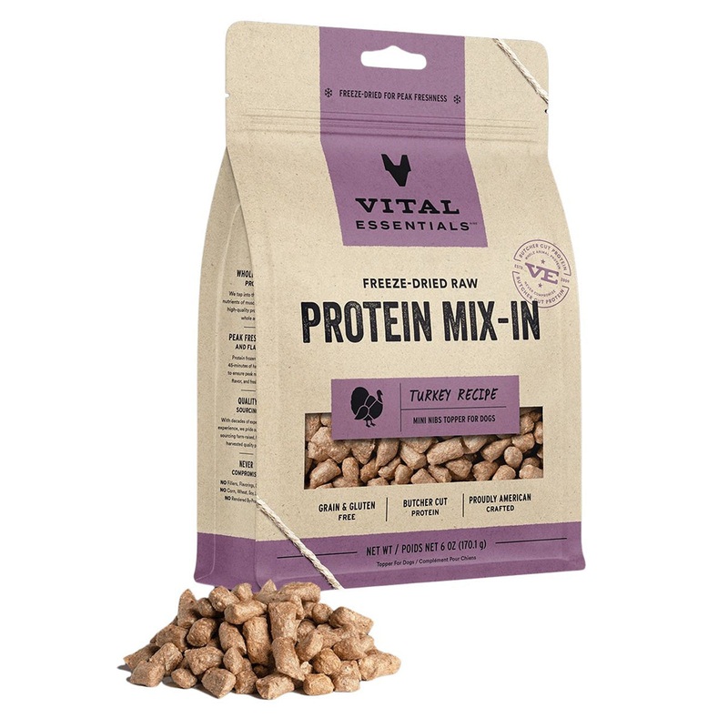Vital Essentials Freeze-Dried Raw Protein Mix-In Turkey Mini Nibs Dog Food 6oz