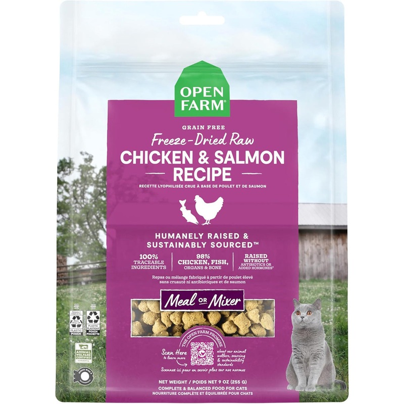 Open Farm Chicken & Salmon Freeze Dried Raw Cat Food 9oz