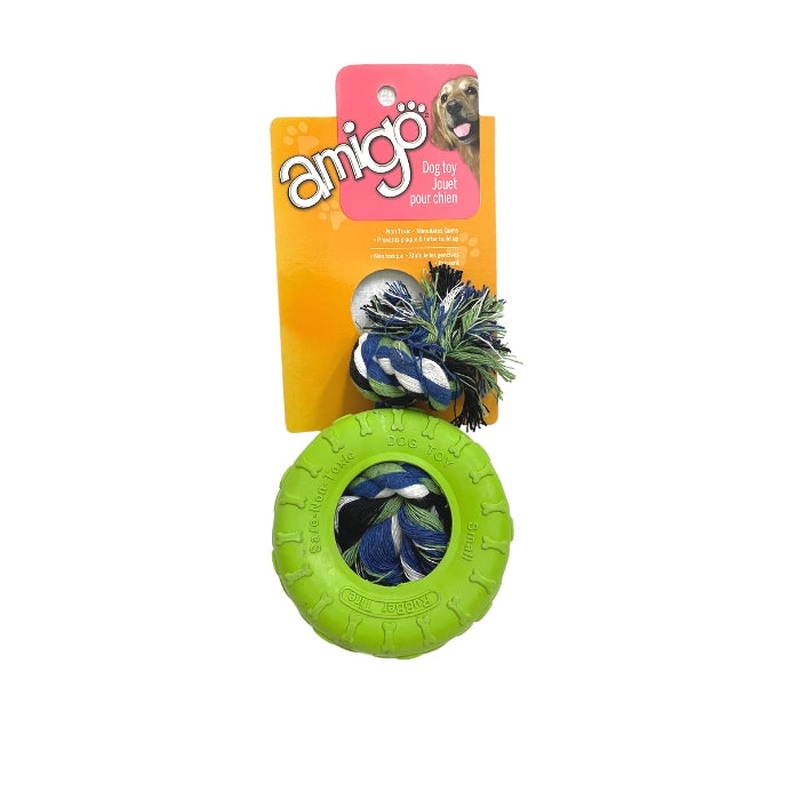Amigo Tyre with Rope Dog Toy