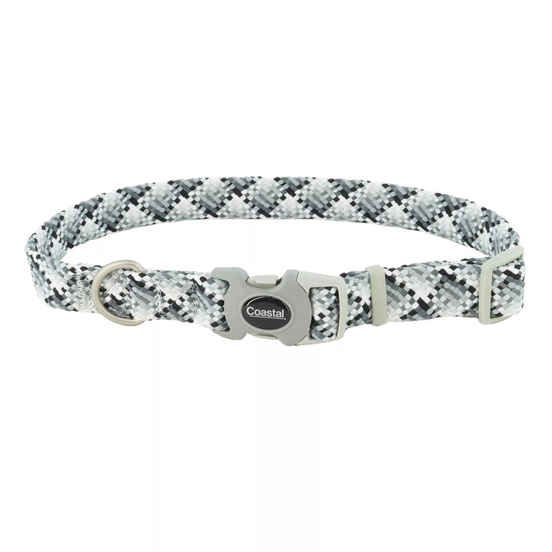 Coastal Pro Active Adjustable Woven Reflective Dog Collar L Gray Scale