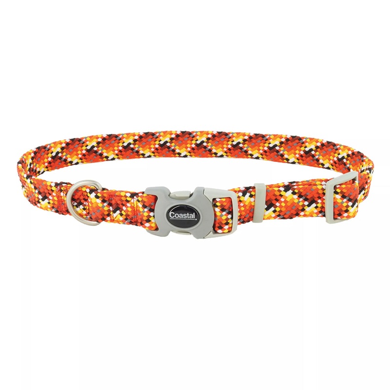 Coastal Pro Active Adjustable Woven Reflective Dog Collar S/M Burning Blocks
