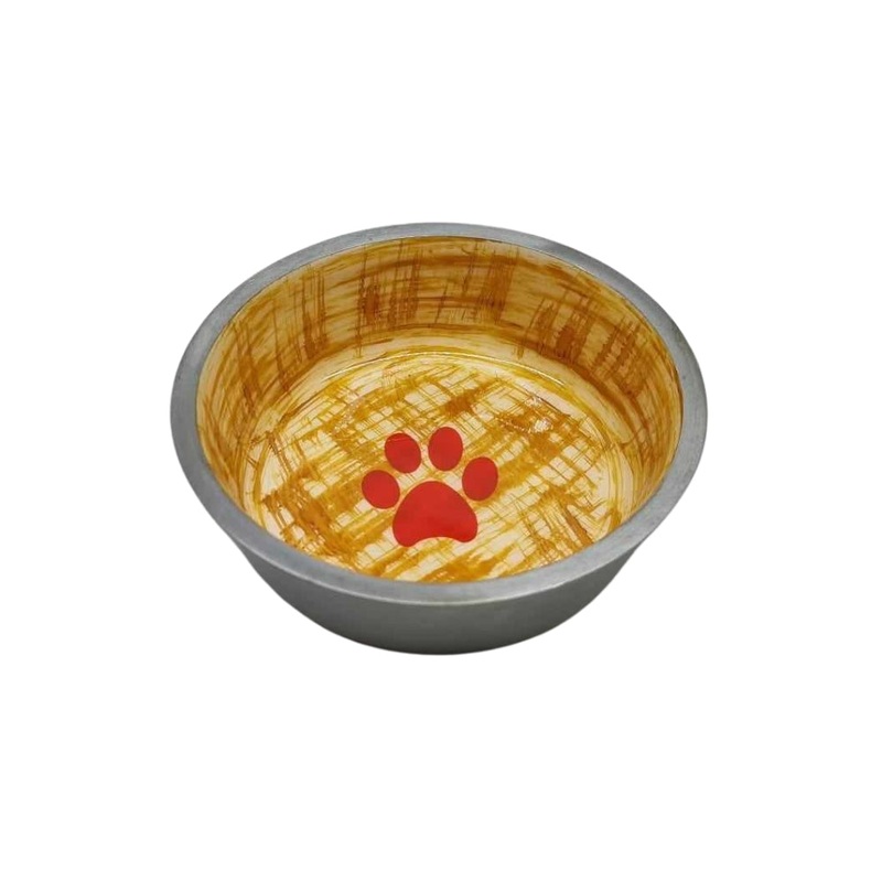 Food and Water Bowl - Orange Red Paw
