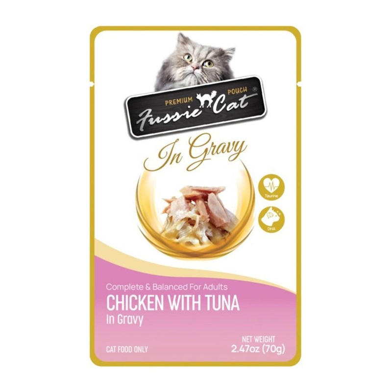 Fussie Cat Premium Pouch Wet Cat Food - Tuna with Chicken in Gravy - 2.47oz Pouch
