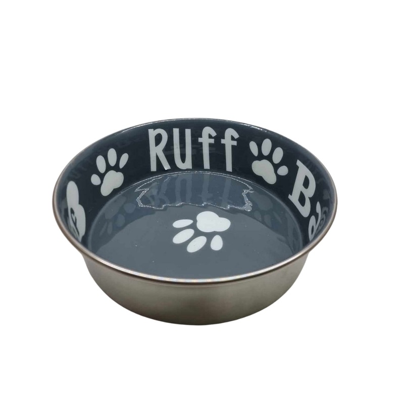 Ruff Woof Paw Food and Water Metal Bowl