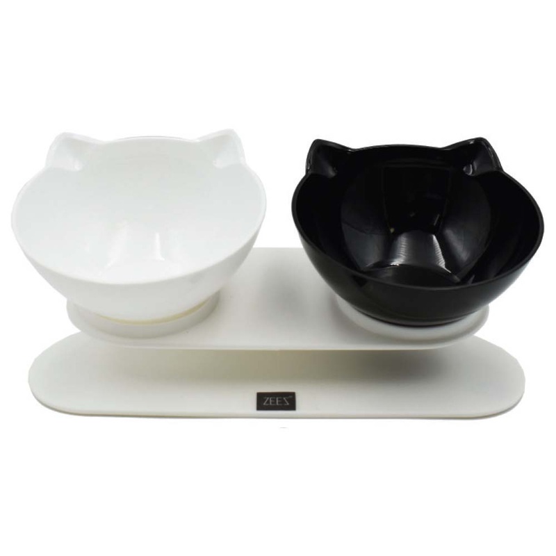 ZEEZ Double Elevated Tilted Cat Bowl