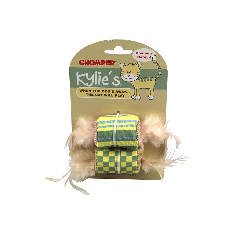 Chomper Kylies Jute Vintage Play Cylinders with Feathers
