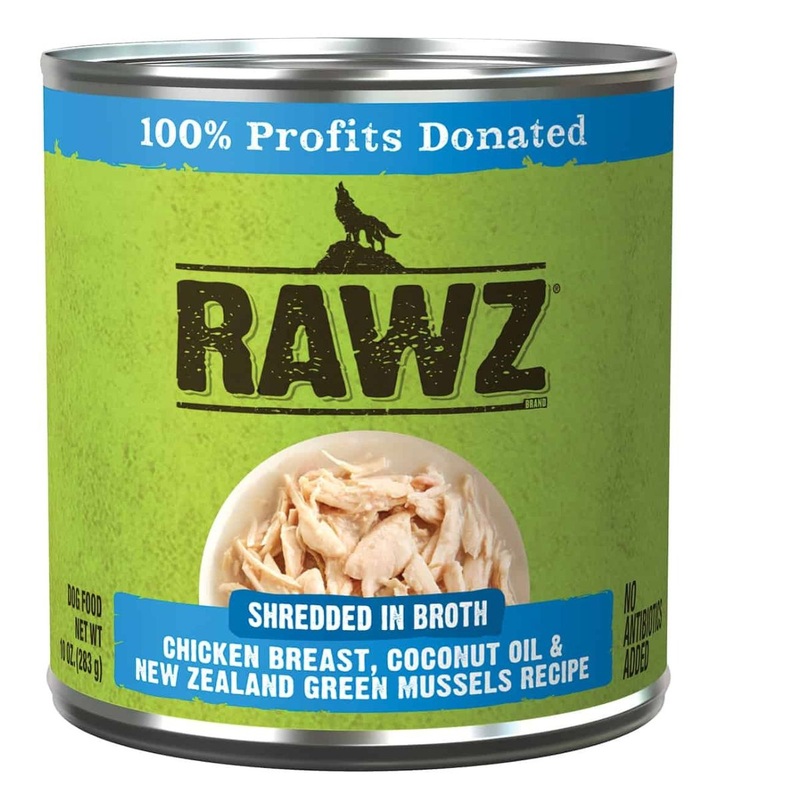Rawz Shredded Chicken Breast Coconut Oil & New Zealand Green Mussels Dog Food 10oz