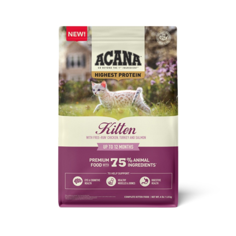 Acana Highest Protein Kitten Dry Cat Food - Chicken, Turkey, & Salmon - 4lb Bag