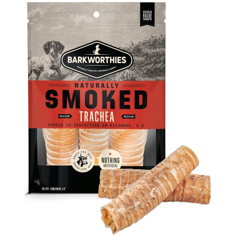 Barkworthies Smoked Beef Trachea Dry Dog Treat 6 3-Pack