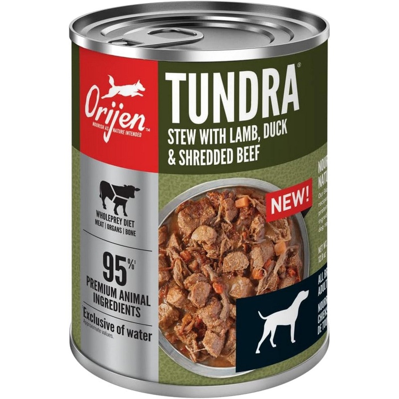 Orijen Duck Lamb Shredded Beef Tundra Canned Dog Food 12.8oz
