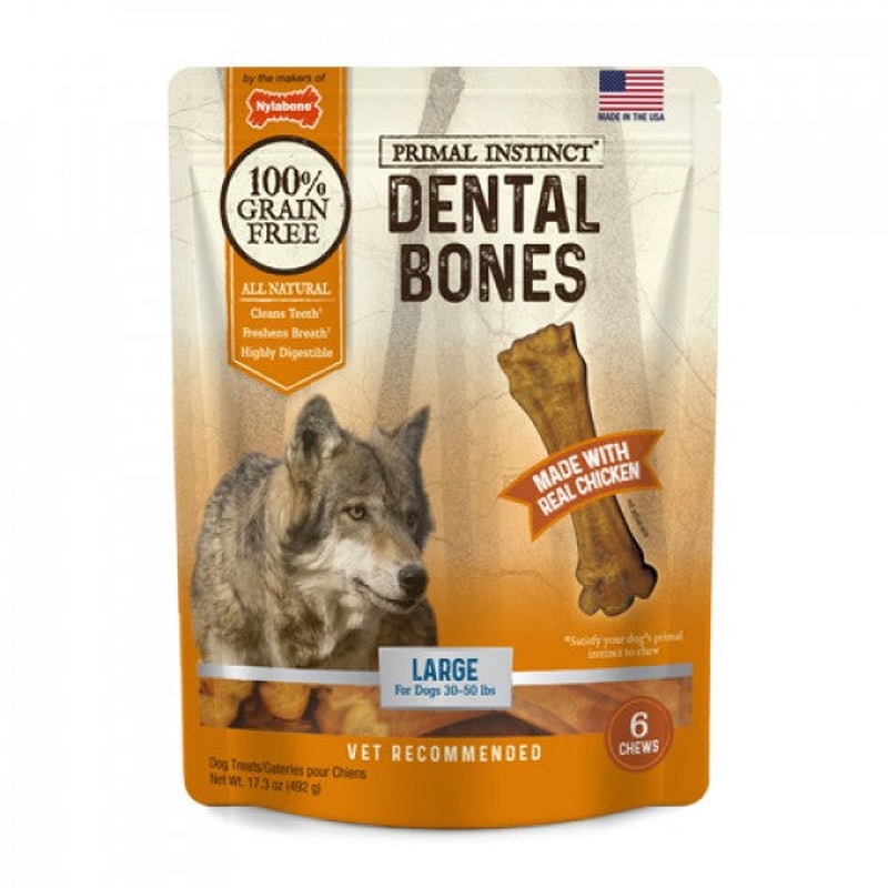 Nylabone Primal Instinct - Chicken Meat Flavour Bones Large
