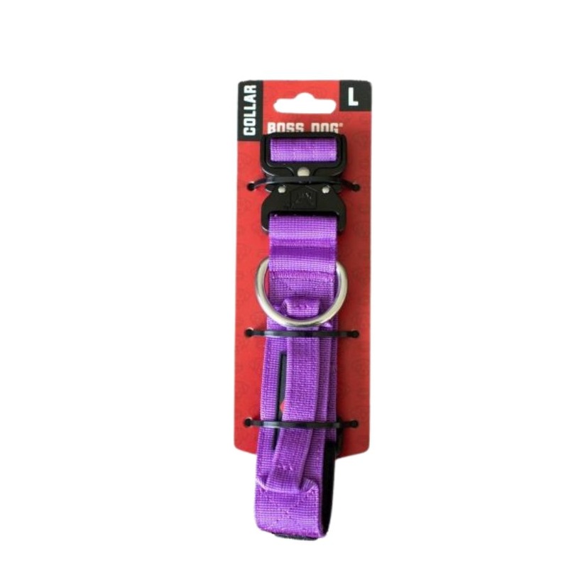 Boss Dog Collar Solid 1.5" Wide Large Purple