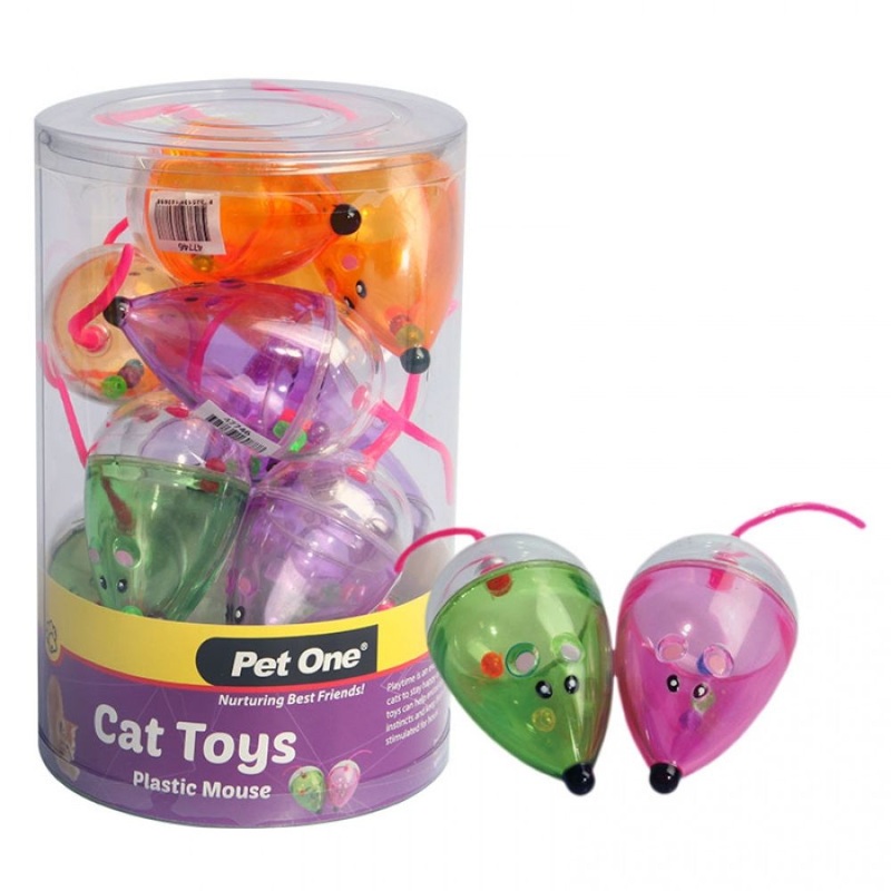 Cat Toy Plastic Mouse 7cm Mix Colour