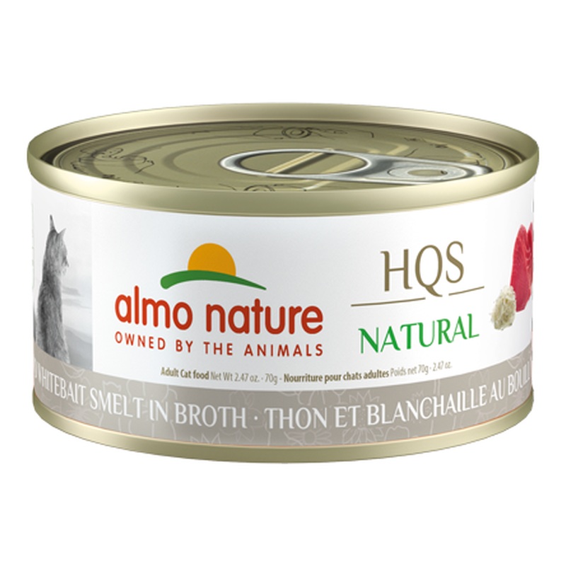 Almo Nature HQS Natural Wet Cat Food - Tuna & Whitebait Smelt in Broth - 2.47oz Can