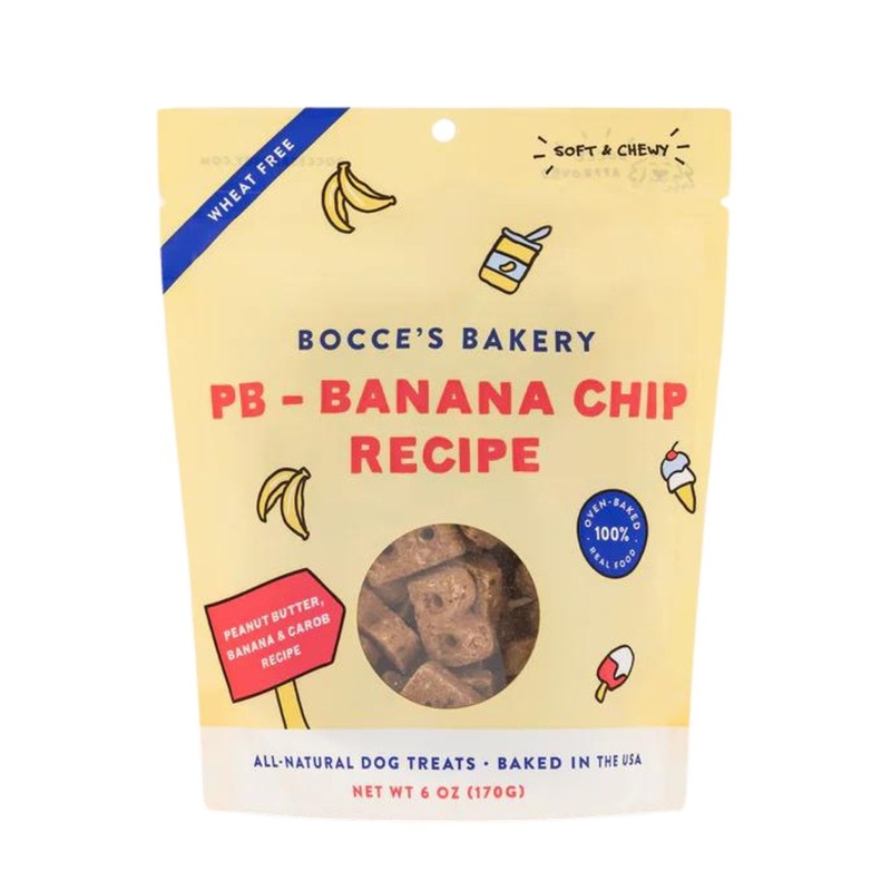 Bocce's Bakery PB-Banana Chip Soft & Chewy Treats for Dogs 6oz