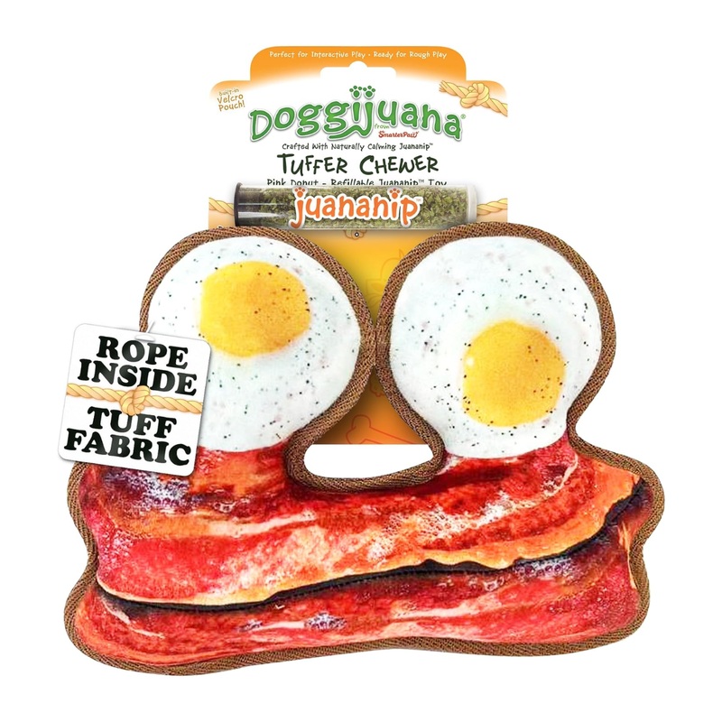 Doggijuana Tuffer Chewer Refillable Eggs and Bacon Dog Toy