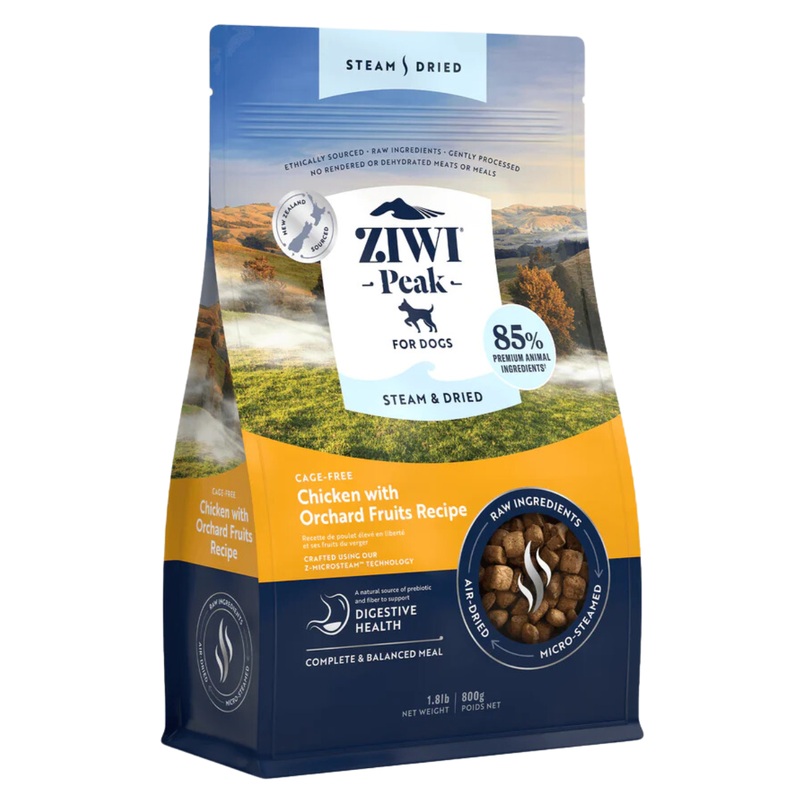 Ziwi Peak Steam-Dried Dog Food - Chicken & Orchard Fruits - 1.8lb Bag