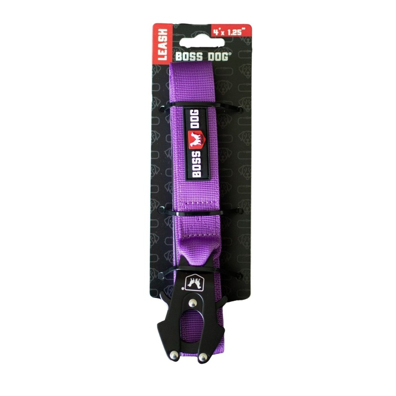 Boss Dog Solid Purple Tactical Dog Leash 4' x 1.25" Wide