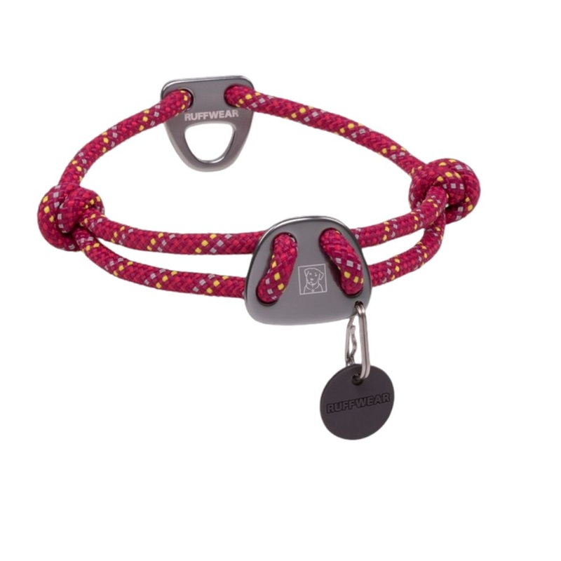 RuffWear Knot-a-Collar Rope Dog Collar 20-26" Hibiscus Pink