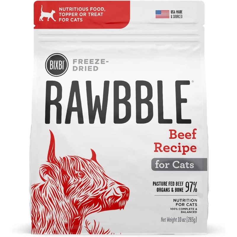 Bixbi Rawbble Freeze Dried Raw Cat Food - Beef - 10oz Bag