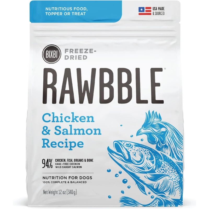 Bixbi Rawbble Freeze Dried Raw Dog Food - Chicken & Salmon - 12oz Bag