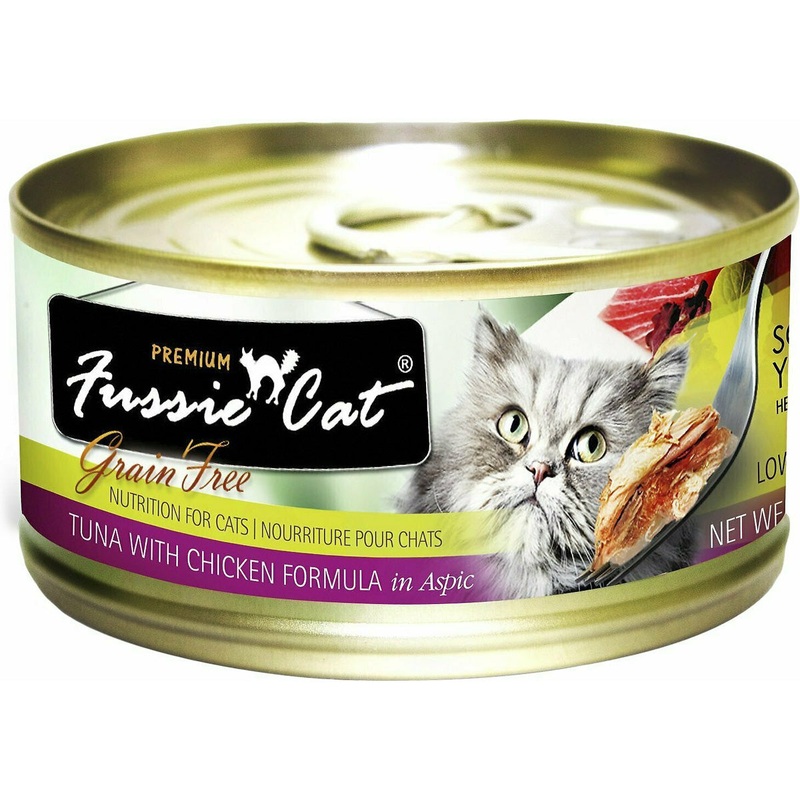 Fussie Cat Premium Grain Free Wet Cat Food - Tuna With Chicken Formula In Aspic Cat Food 5.5oz Can