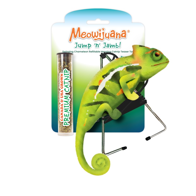 Meowijuana Jump 'n' Jamb - Chameleon - Refillable Catnip Swinging Cat Toy