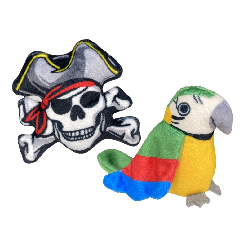 Multipet Margaritaville Pirate Skull and Parrot 2pk Cat Toy